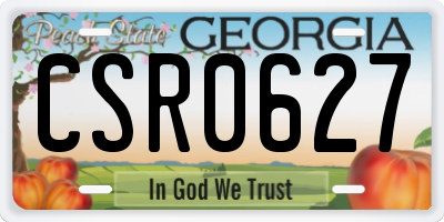 GA license plate CSR0627