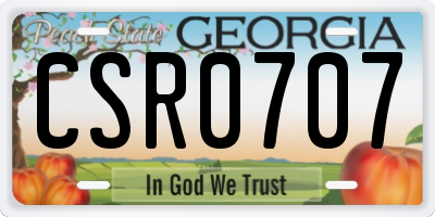 GA license plate CSR0707