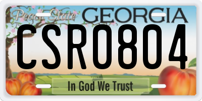 GA license plate CSR0804