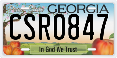 GA license plate CSR0847