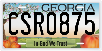 GA license plate CSR0875