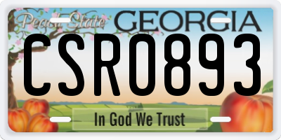 GA license plate CSR0893