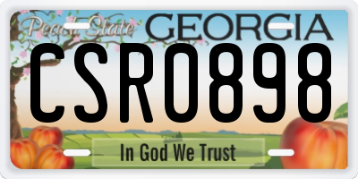 GA license plate CSR0898