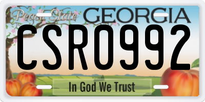 GA license plate CSR0992