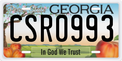 GA license plate CSR0993