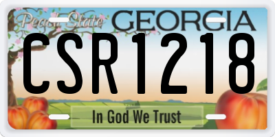 GA license plate CSR1218