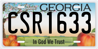 GA license plate CSR1633