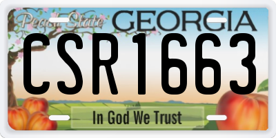 GA license plate CSR1663