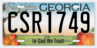 GA license plate CSR1749