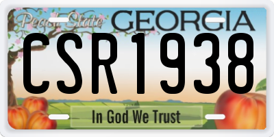 GA license plate CSR1938