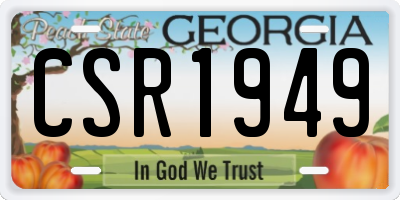 GA license plate CSR1949