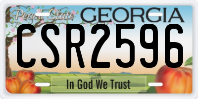 GA license plate CSR2596