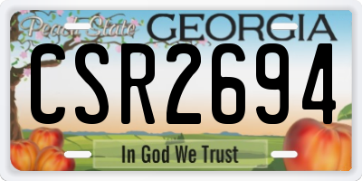 GA license plate CSR2694