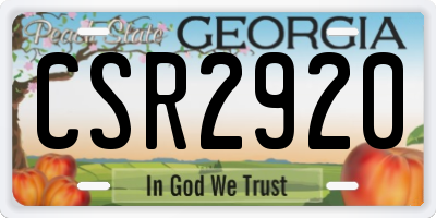GA license plate CSR2920