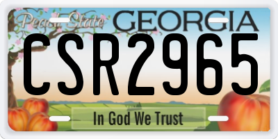 GA license plate CSR2965