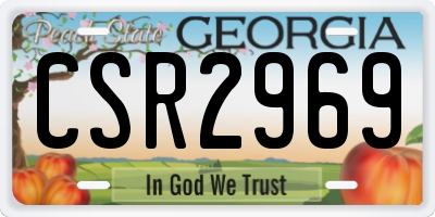 GA license plate CSR2969