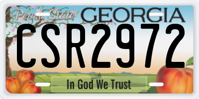 GA license plate CSR2972