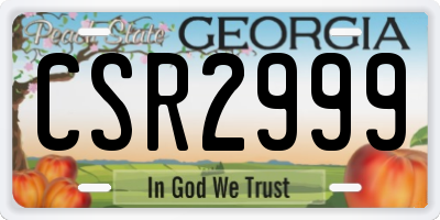 GA license plate CSR2999