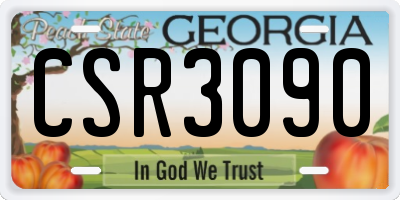 GA license plate CSR3090