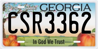 GA license plate CSR3362