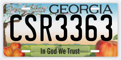 GA license plate CSR3363
