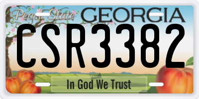 GA license plate CSR3382