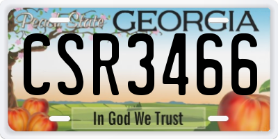 GA license plate CSR3466