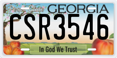 GA license plate CSR3546