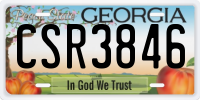 GA license plate CSR3846