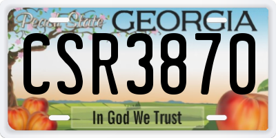 GA license plate CSR3870