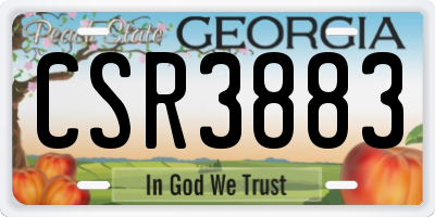 GA license plate CSR3883
