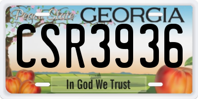 GA license plate CSR3936