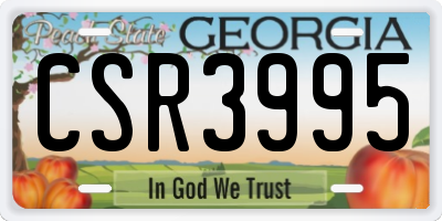 GA license plate CSR3995