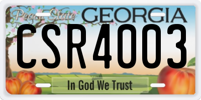 GA license plate CSR4003