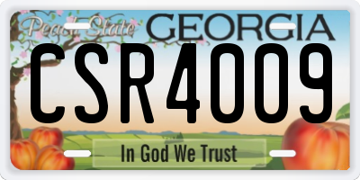 GA license plate CSR4009