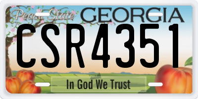 GA license plate CSR4351