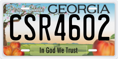 GA license plate CSR4602