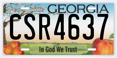 GA license plate CSR4637
