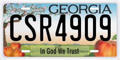 GA license plate CSR4909
