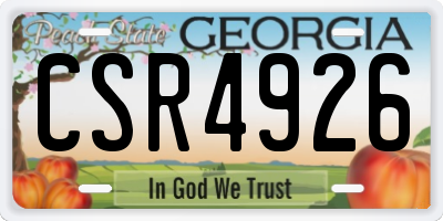 GA license plate CSR4926