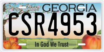 GA license plate CSR4953