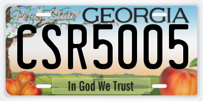 GA license plate CSR5005
