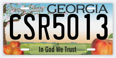 GA license plate CSR5013