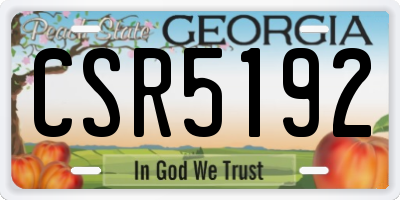 GA license plate CSR5192