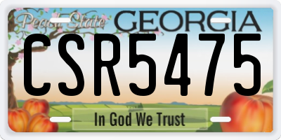 GA license plate CSR5475
