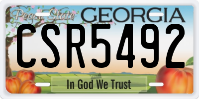 GA license plate CSR5492