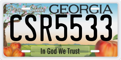 GA license plate CSR5533