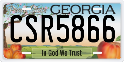 GA license plate CSR5866