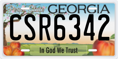 GA license plate CSR6342