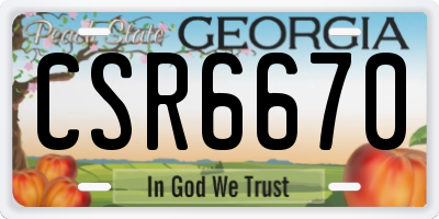 GA license plate CSR6670
